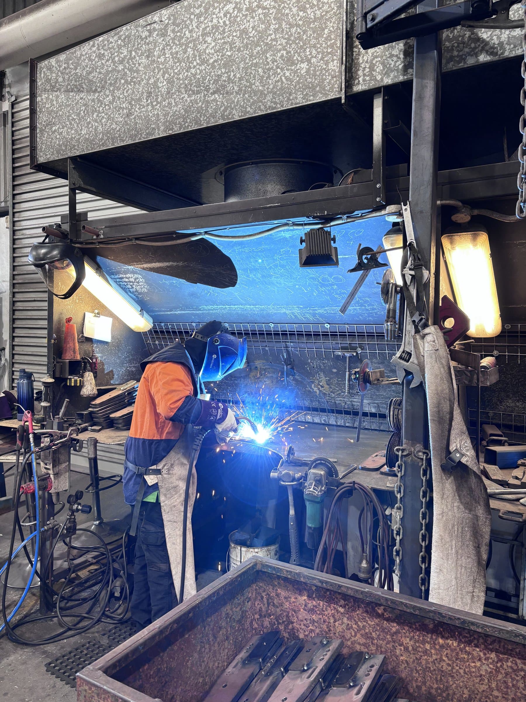 Welding sparks close-up